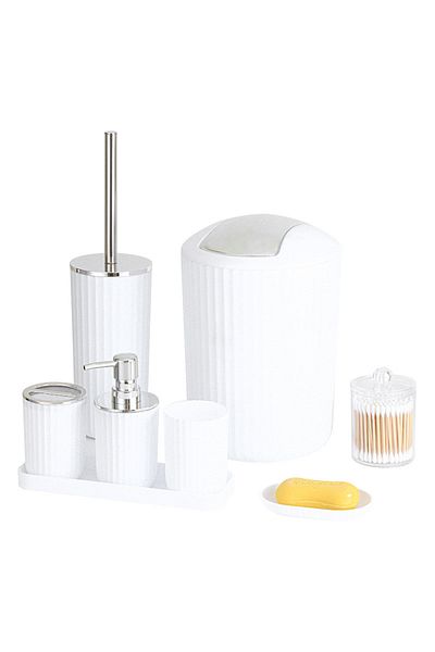 Generic 8 Pieces Of Bathroom Accessories Set, Plastic Gift Set, Corrugated Round Electroplating Bathroom Set