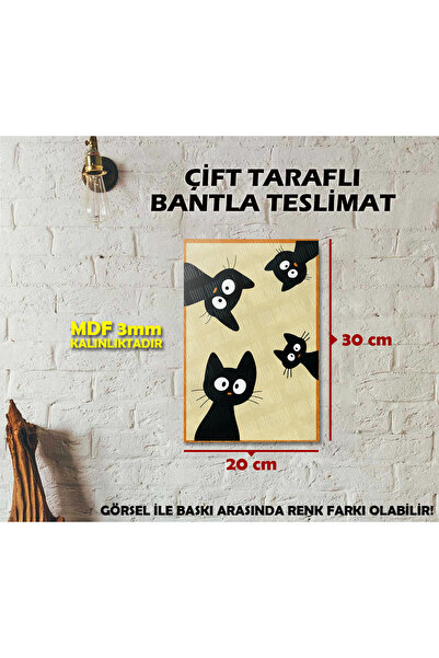 Borambalaj Tablou din MDF cu ilustrație de pisică cu aspect de cadru tematic ...