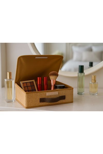 HD HOME COLLECTİON Κάλυμμα από γιούτα Συρτάρι Κοσμήματα Μακιγιάζ Πλυντήριο Πτυσσόμενο Κουτί αποθήκευσης 30x23x11 cm