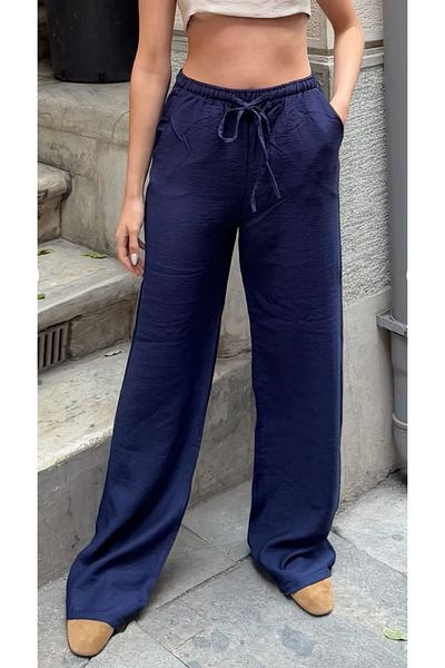 NATUFIAN STORE Women's Linen Blend Loose Cut High Waist Trousers