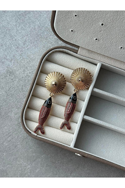 Serenity Atelier Yeni Sezon Kırmızı Balık Detaylı Küpe (7.5cm)