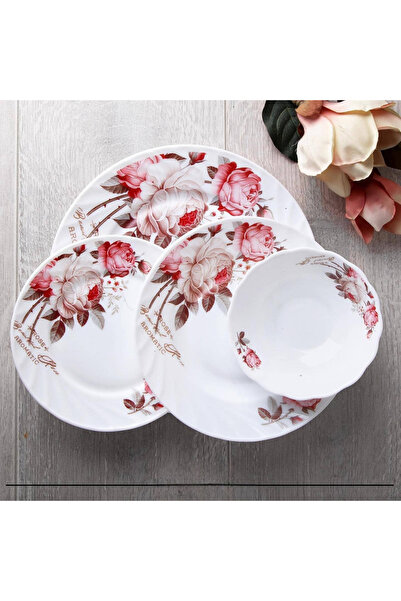 Elista Opal Serving Plate Rose Pattern 25.3 cm 6 Pieces