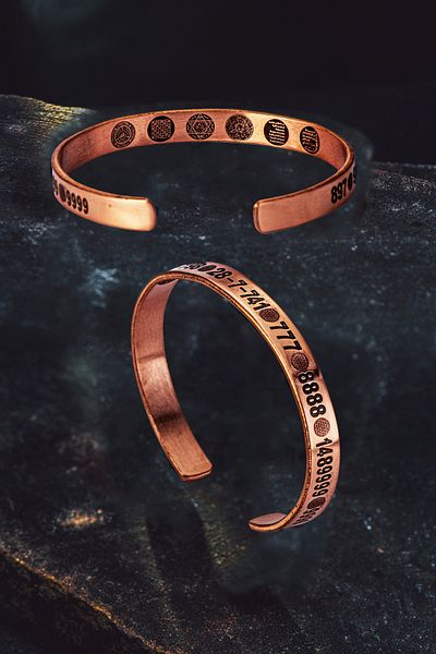 OSMANLI GÜMÜŞ Men's Women's Copper Bracelet - Number Sequences with Armor and Protection Prayer Inside Money Health Metal Box Quartz