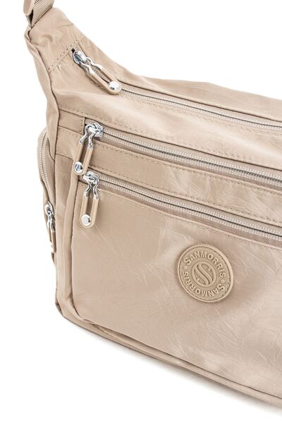 Sanmorris Women's Multi-Compartment Waterproof Parachute Fabric Sand-Colored Adjustable Crossbody Shoulder Bag