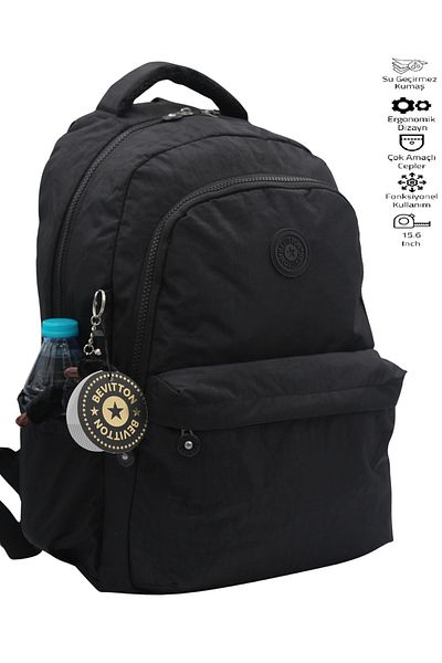 Bevitton Unisex Μαύρο Σχολικό Σακίδιο Πλάτης - Αδιάβροχο Ύφασμα 2300