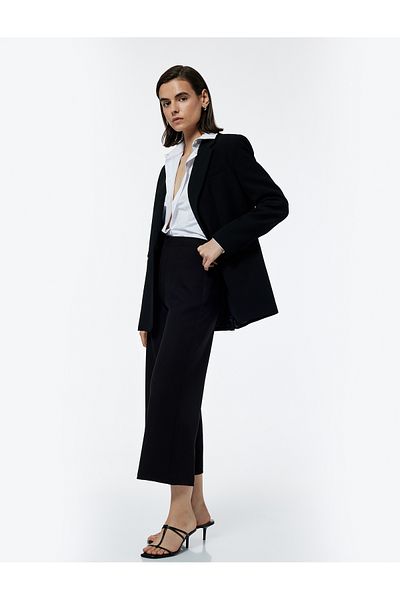 Koton High Waist Culotte Fit Short Wide Leg Fabric Pants