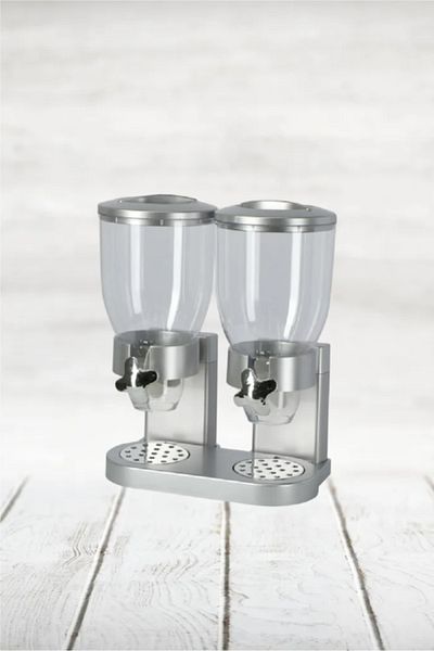 Felli Duo Cereal Dispenser Silver and Clear 3 Liter PCD2-S