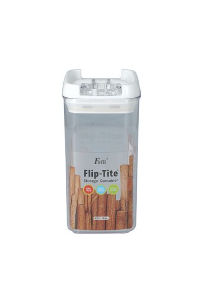 Fe Flip Tite Square Storage Container Clear and White 0.5 Liter