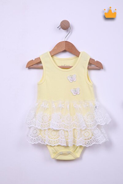 Babyhola %100 Pamuk Kız Bebek Çift Kat Elbise Atlet Badi 3527