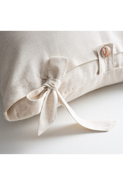 Ecocotton Libera Double Duvet Cover Set 100% Organic Cotton Linen Süzene Embroidered Cream-Terra 200x220 Cm