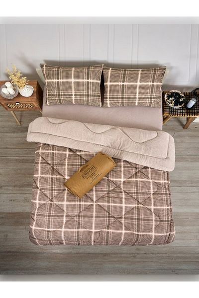 Sudemhome Double Double Sided Luxury Welsoft Elite Quilt Soft Fleece Quilt and Pillow Case Sapphire Beige