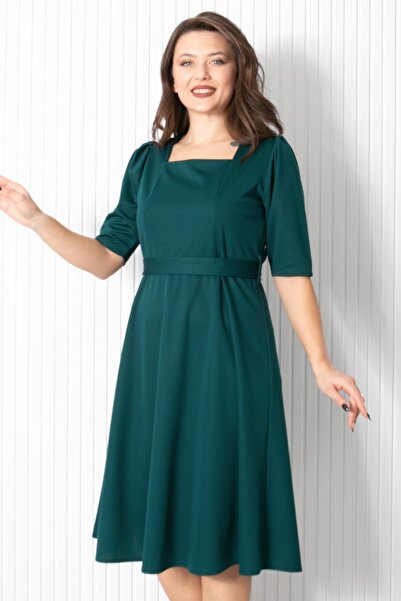 Fahima Belt Detail Evening Dress Emerald Fhm904