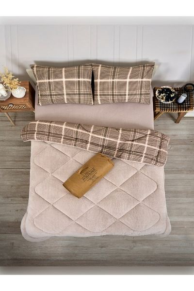 Sudemhome Double Double Sided Luxury Welsoft Elite Quilt Soft Fleece Quilt and Pillow Case Sapphire Beige