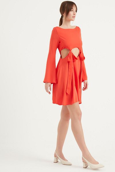Fahima Rochie mini portocalie - Talie legată 5067