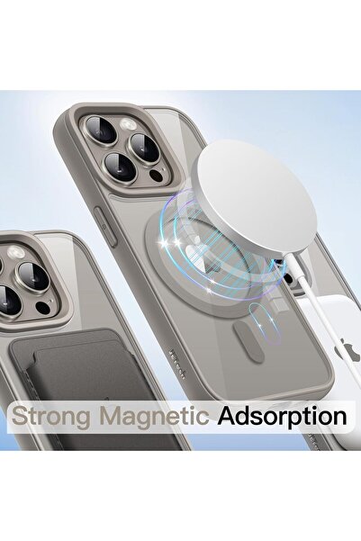 Fibaks Apple iPhone 15 Pro Max Uyumlu Kılıf Magsafe Wireless Şarj Özellikli Tam Koruma Renkli Sert Kapak