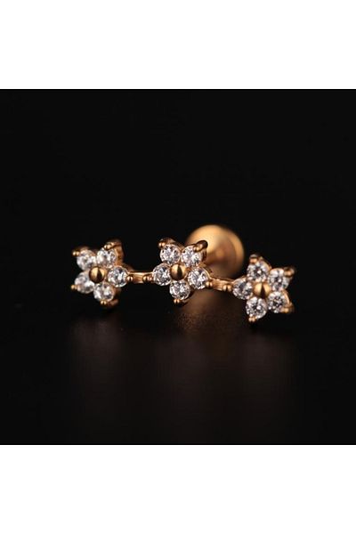 Rupen Kraft 316 L Surgical Steel 3 Daisy Diamond Model Helix Tragus Lip Cartilage Piercing