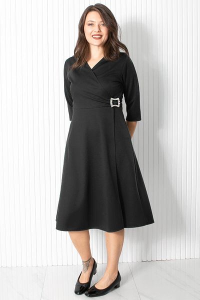 Fahima Brooch Detailed Evening Dress Black FHM912
