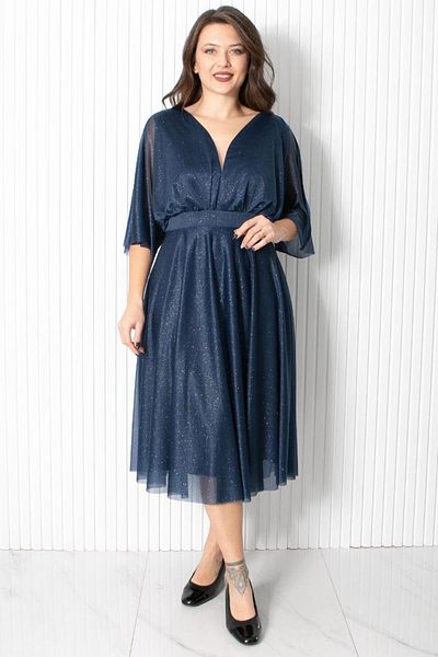 Fahima Βραδινό φόρεμα με γκλίτερ τούλι Navy Blue Fhm902