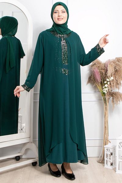 Modaviki Βραδινό φόρεμα με παγιέτες κεντημένο Emerald Mda2305