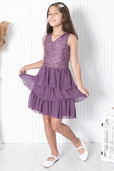 Modaviki Rochie de seara din sifon cu volane Lila MDV334