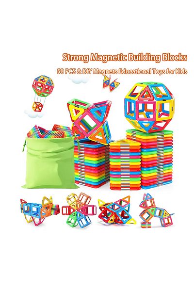 Choice Big Size 50 Pcs Strong Magnetic Building Blocks Big Size Diy Magnets Educational Toys For Kids Desig