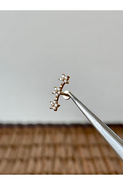 Rupen Kraft 316 L Surgical Steel 3 Daisy Diamond Model Helix Tragus Lip Cartilage Piercing