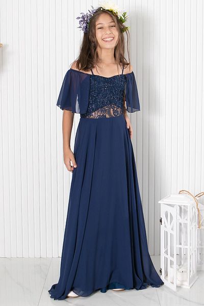 Modaviki Lace Chiffon Evening Dress Navy Blue Mdv330