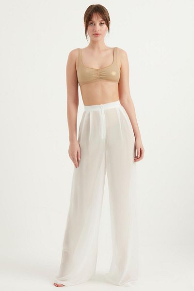 Fahima Chiffon Palazzo Trousers White 3021