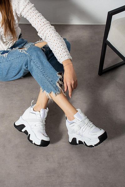 Modanizm Anisa White Sneakers with Hidden Heels
