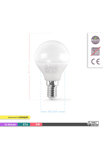 ACK Aa11-00511 5w E14 4000k Ilık Beyaz Top Led Ampul