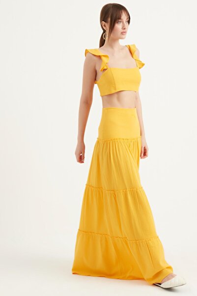 Genel Markalar Şile Bezi Uzun Etek Sarı 4006