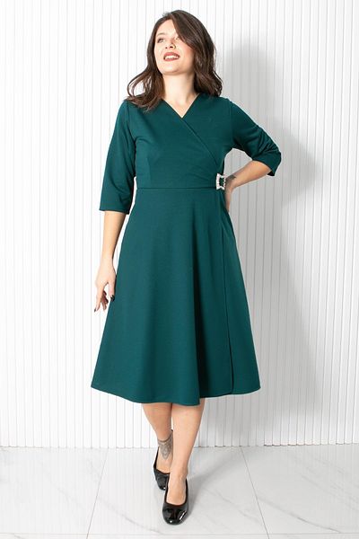 Fahima Καρφίτσα Λεπτομερές βραδινό φόρεμα Emerald FHM912