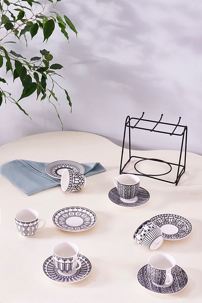 Karaca Ceașă de cafea Altos pentru 6 persoane cu suport - 90 ml