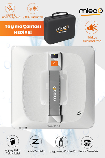 Mieco Wa9 Pro Çift Yönlü Su Püskürtmeli Cam Temizleme Robotu (KUMANDALI)
