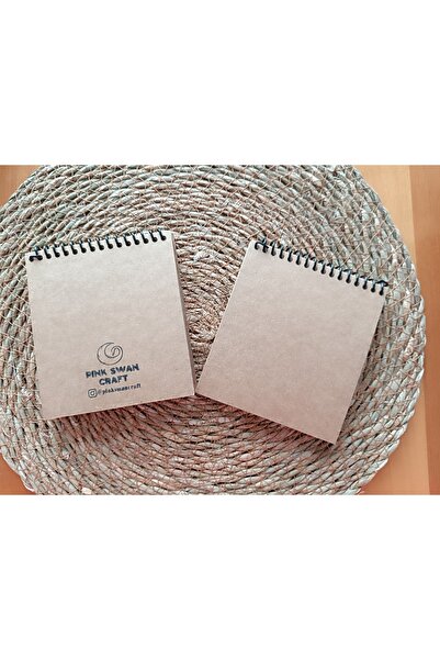 Pink Swan Craft 2 Pieces 10 X 11 cm Kraft Covered Spiral Notepad – 40 Sheets, 80 Pages Scrapbook, Bullet Journal