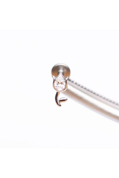 Rupen Kraft 316 L Surgical Steel Tulip Model Zircon Stone Helix Tragus Lip Cartilage Piercing