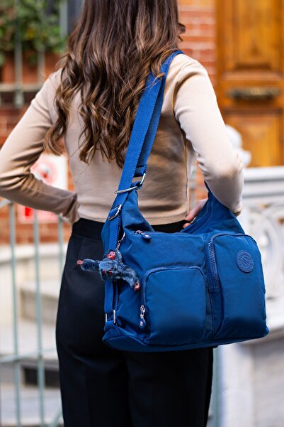 Sanmorris Women's Divided Water Resistant Crinkle Fabric Cross Strap Navy Blue Shoulder and Backpack