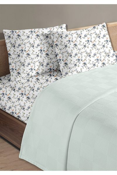 HomeBerry 100% Cotton Lidia Blue Double Pique Set 200 X 230 cm