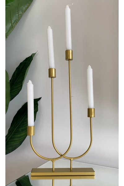 DECOLİN Decolin Paslanmaz Metal Dekoratif Dörtlü Şamdan&mumluk