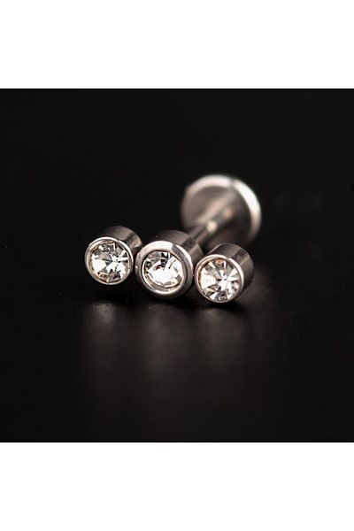 Rupen Kraft 316 L Surgical Steel Three Stone Model Helix Tragus Lip Cartilage Piercing