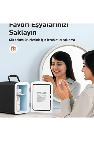 AstroAI Mini Buzdolabı 4L – Taşınabilir Sessiz Soğutucu (12V/220V, Raflı, Ev & Araç Kullanımı)
