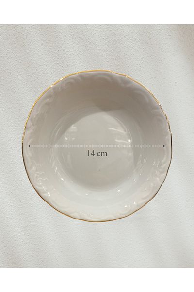 Porland Set of 6 Gold Gilded 14 cm Porcelain Pit Plate Small Size Snack Plate Breakfast Porcelain Plate