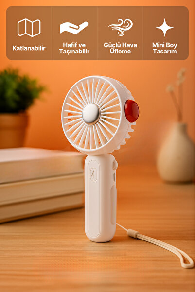 BEYZANA Turbo Üfleme 3 kademeli Katlanabilir El Ve Masa Fanı Taşınabilir Şarjlı El Fanı Vantilatör
