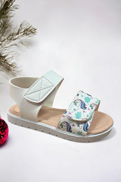 Ponchiq Velcro Printed Baby Girl Sandals