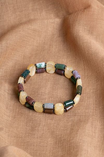 OSMANLI DEĞERLİ TAŞ Certified Jasper - Jade - Citrine Natural Stone Bracelet