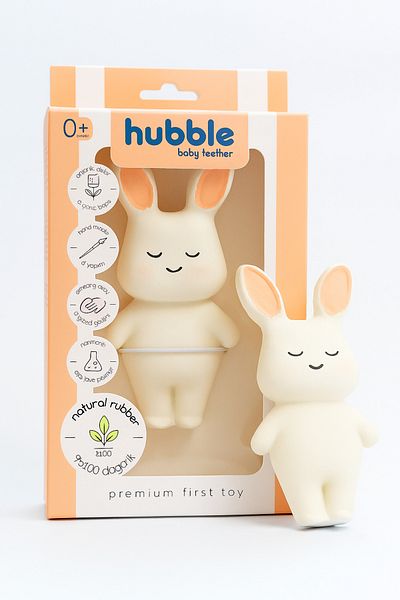 Hubble Baby Teether and Toy - Rabbit Shaped Teether (100% Natural Rubber)
