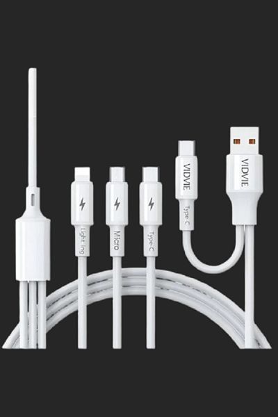 Vidvie 3-in-1 Multi Charging Cable (2M) – USB to Lightning, Type-C & Micro USB Connectors