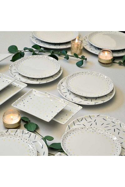 Noah Exclusive Noah Exclutıve (Porland) 18 Piece Porcelain Catering and Breakfast Presentation Set for 6 People