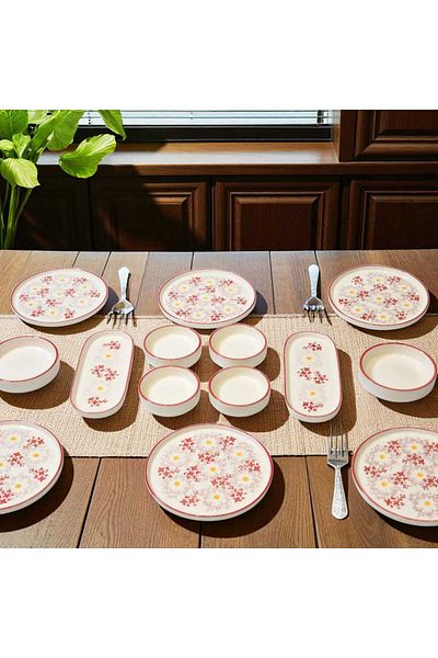 Noah Exclusive Flower Garden 14 Piece Luxury Breakfast Set for 6 People Breakfast Presentation Set