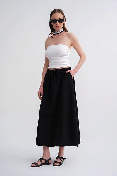 Mixray 4633 Women's Side Pocket Piece Skirt Black